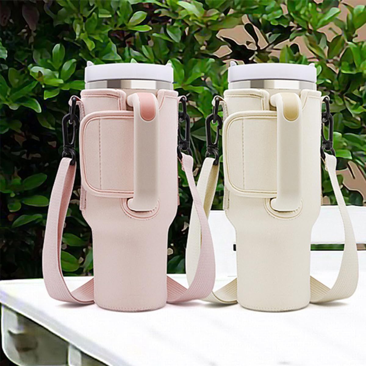 Juego de 2 correas para soporte para botella de agua, funda para botella de agua con correa ajustable para el hombro, bolsa cruzada para vaso, para