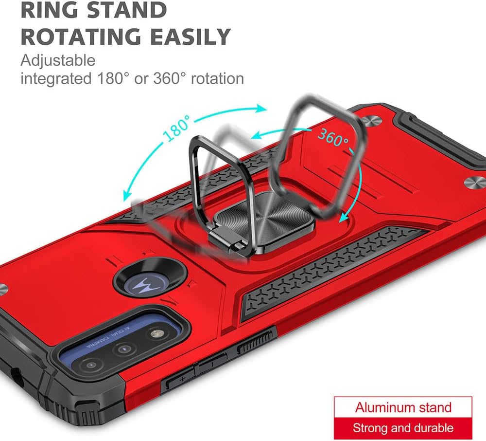 HNHYGETE Compatible con Moto G Pure Case, Moto G Power 2022, soporte giratorio de grado militar de 360 (resistente) a prueba de golpes, fundas