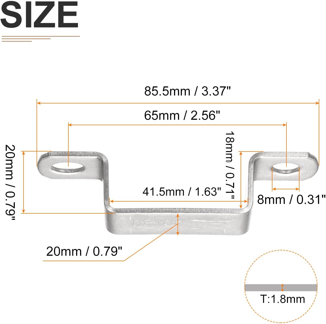 DTGN Soporte de conector de puntal en forma de U de 0.709 in x 1.634 in (InnerHxInnerW) – Paquete de 6 – Bueno para fijación de tuberías en el hogar