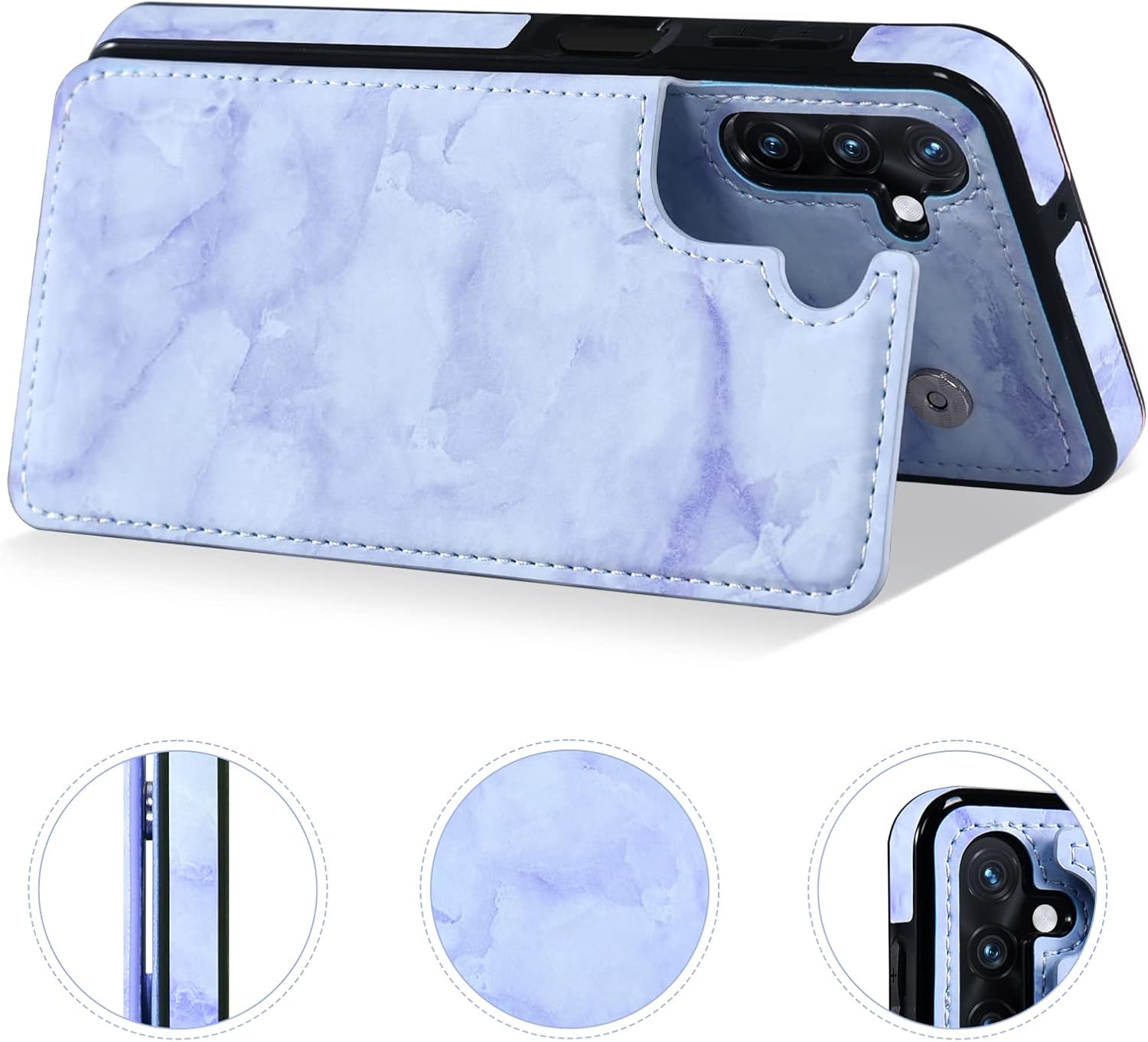 Asuwish Funda de teléfono para Samsung Galaxy A13 5G con protector de pantalla de vidrio templado y billetera de mármol abatible con soporte para