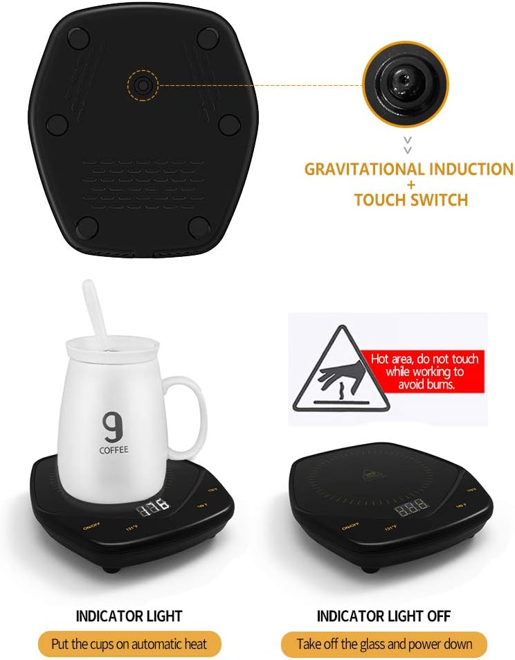 Calentador de tazas, calentador de café de calentamiento rápido de 25 W con temperatura de 131 F149 F167 F, calentador de tazas para escritorio de