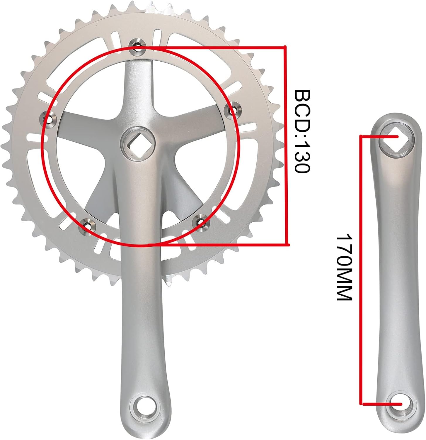 Urban Folding Bicycle Crank Set Single Tooth Disc 46T 130BCD 170mm Crankset is Suitable for Most Single Speed Bicycles