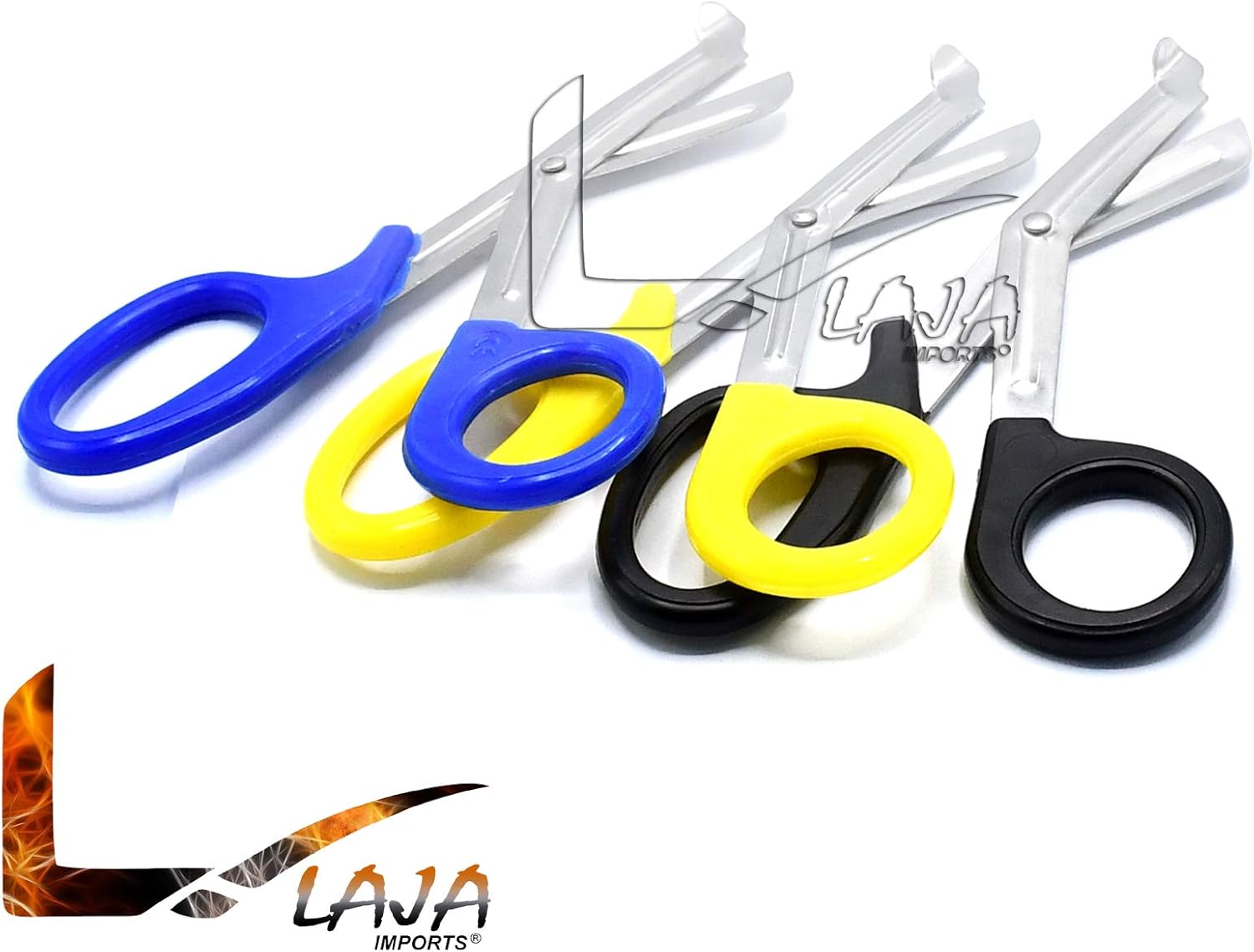 3 piezas (negro, amarillo y azul) para uso paramédico, vendaje trauma EMT, tijeras de acero inoxidable de 7.25 pulgadas (marca LAJA IMPORTS