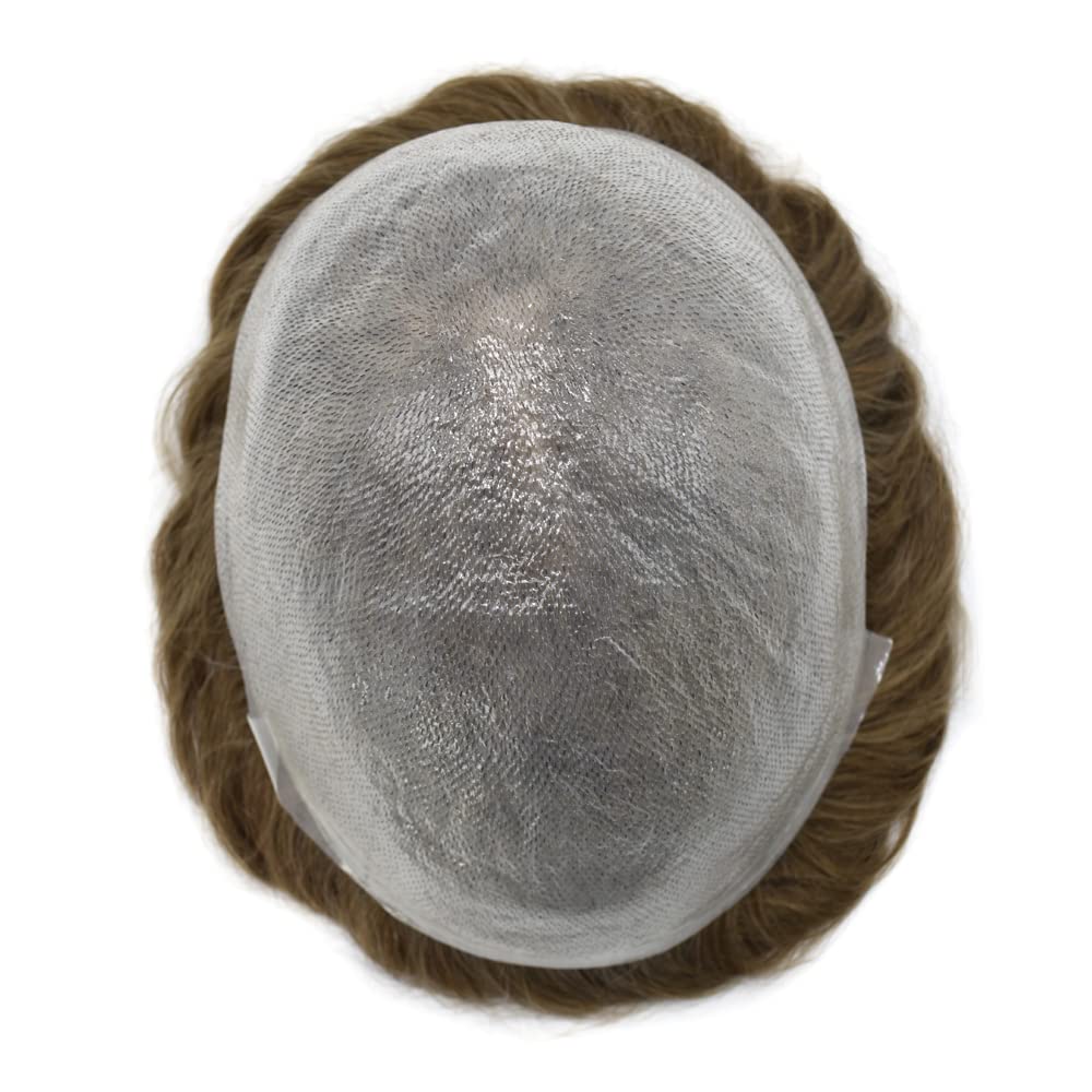 SINGA HAIR Tupé de piel sintética para hombres, piezas de cabello humano para hombre, 10×8, piel fina, 0.002 in, sistema de reemplazo de cabello