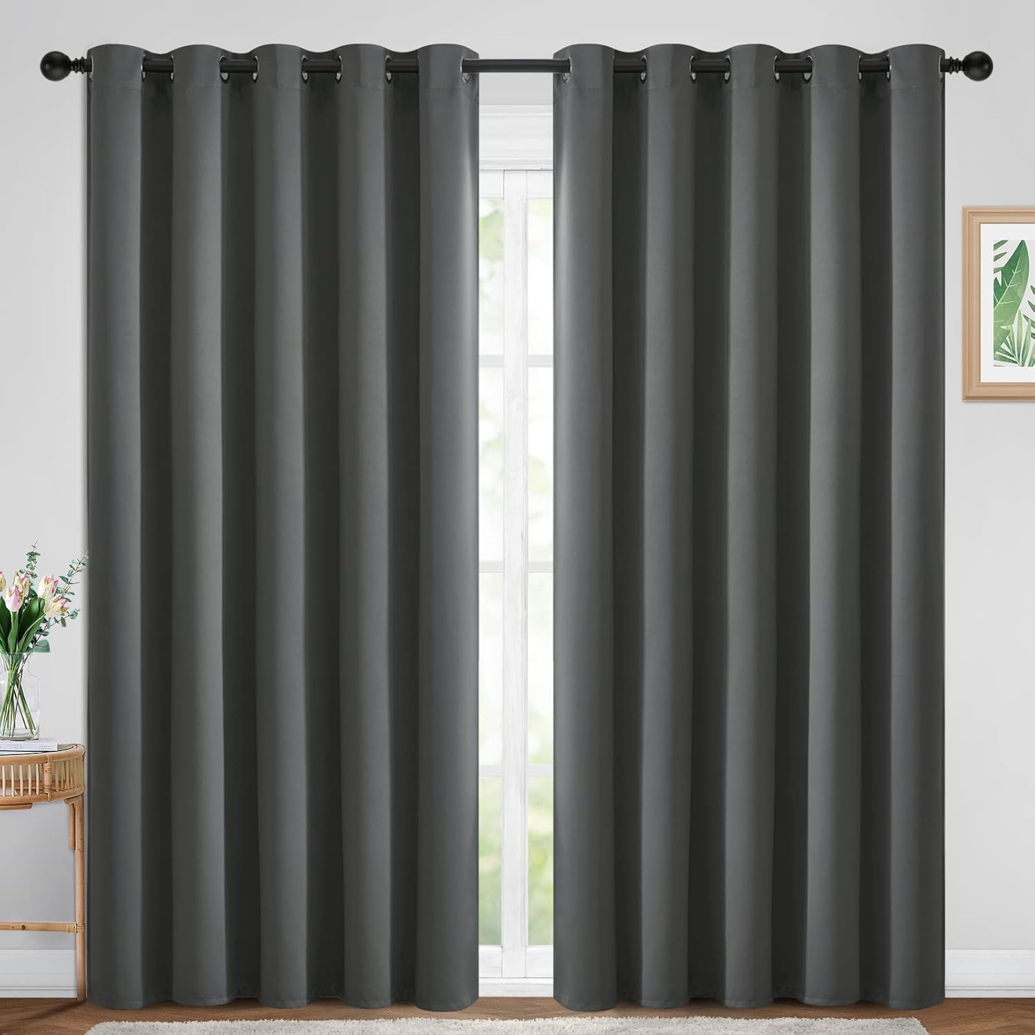 Yakamok Cortinas opacas para oscurecer la habitación, con aislamiento térmico y ojales, cortina de ventana para dormitoriosala de estar (70 pulgadas