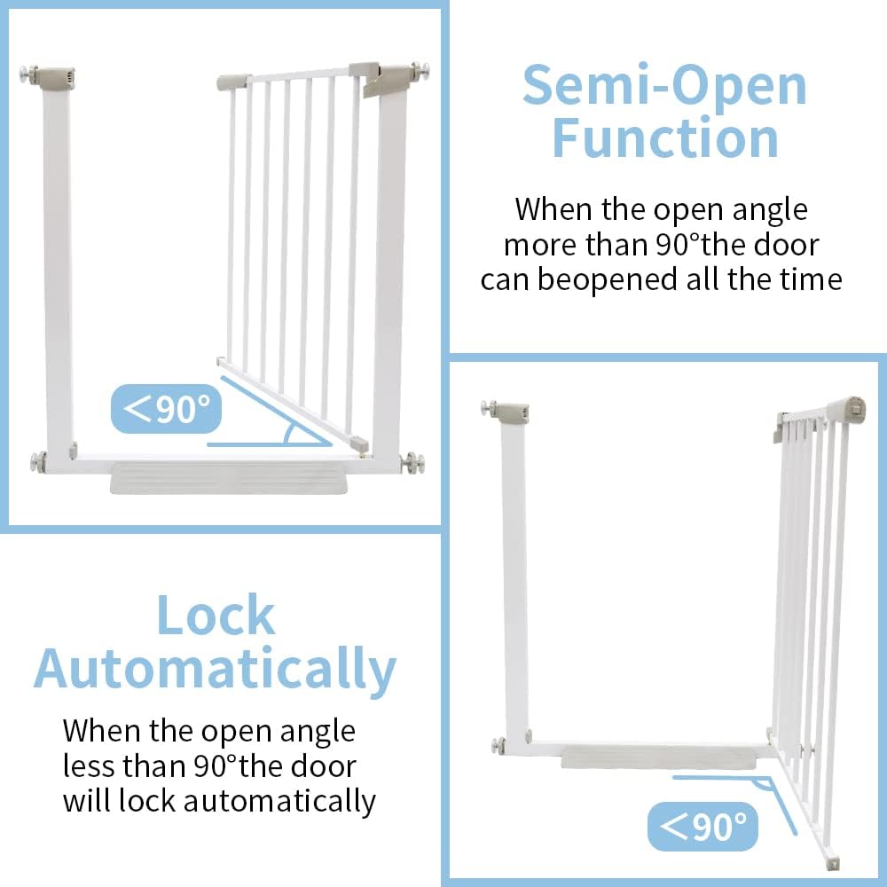 Puerta de bebé de metal para escaleras, puerta de seguridad de cierre automático, puerta para niños extra alta y ancha, puerta de perro de fácil