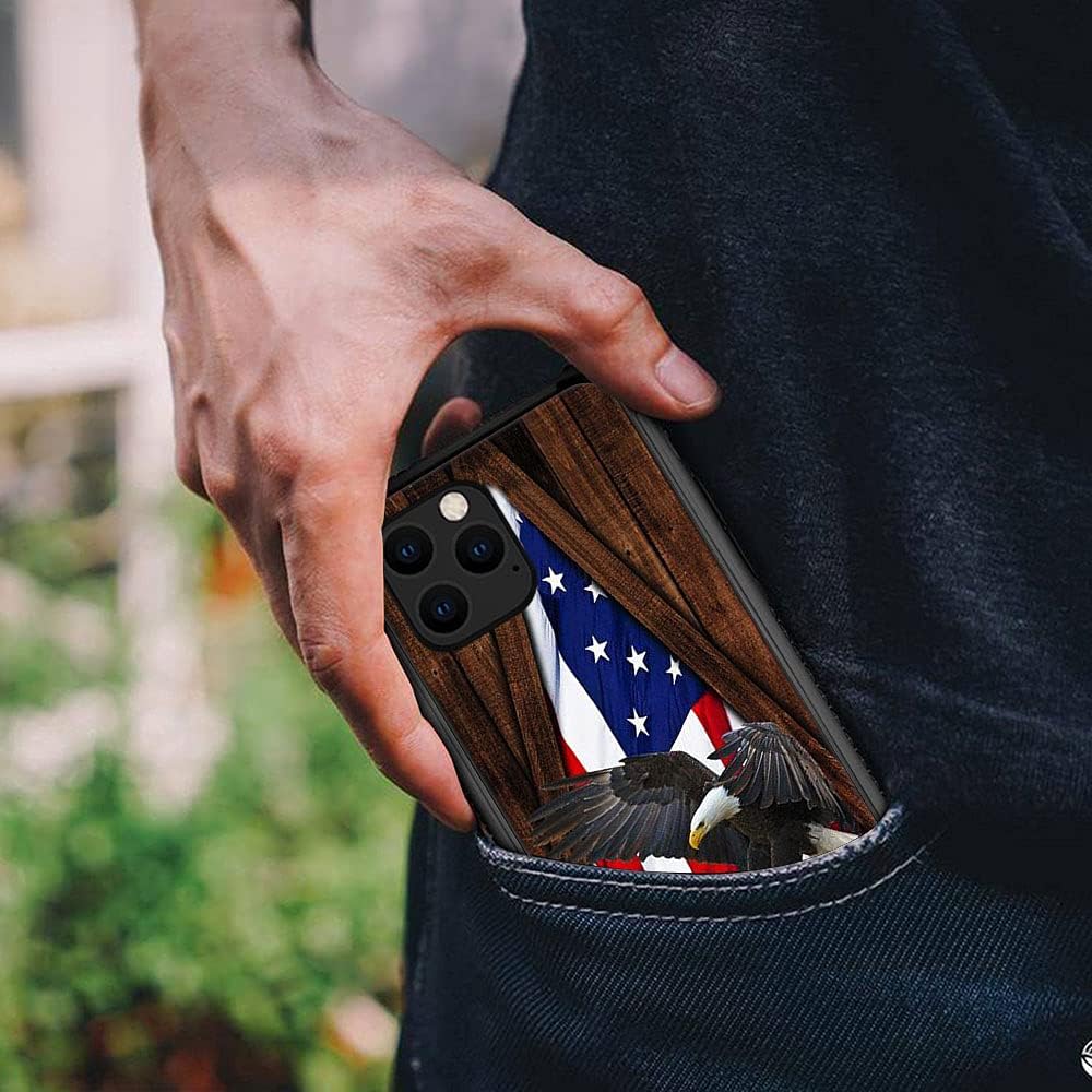 DJSOK Funda compatible con iPhone 11 Pro Max, funda de bandera estadounidense de águila para iPhone 11 Pro Max, fundas para hombres y niñas, a