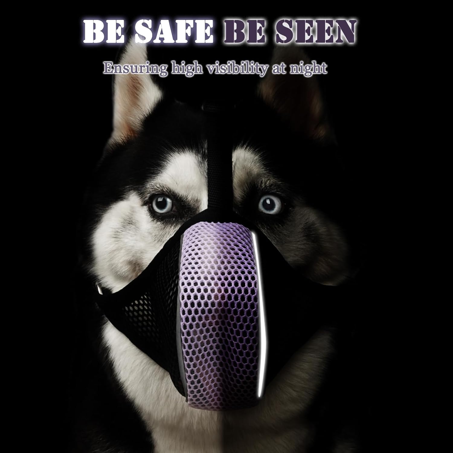 Mayerzon Bozal para perro, bozal suave de malla para perros grandes, medianos y pequeños, para carro, aseo y morder, bozal reflectante y