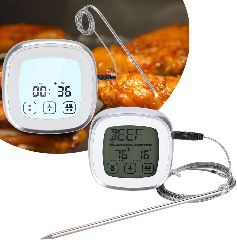 Fydun Food Thermometer Electronic Digital Touch Sc WTimer Alarm for Sugar Boiling Barbecue Food Thermometer Electronic Digital for Family