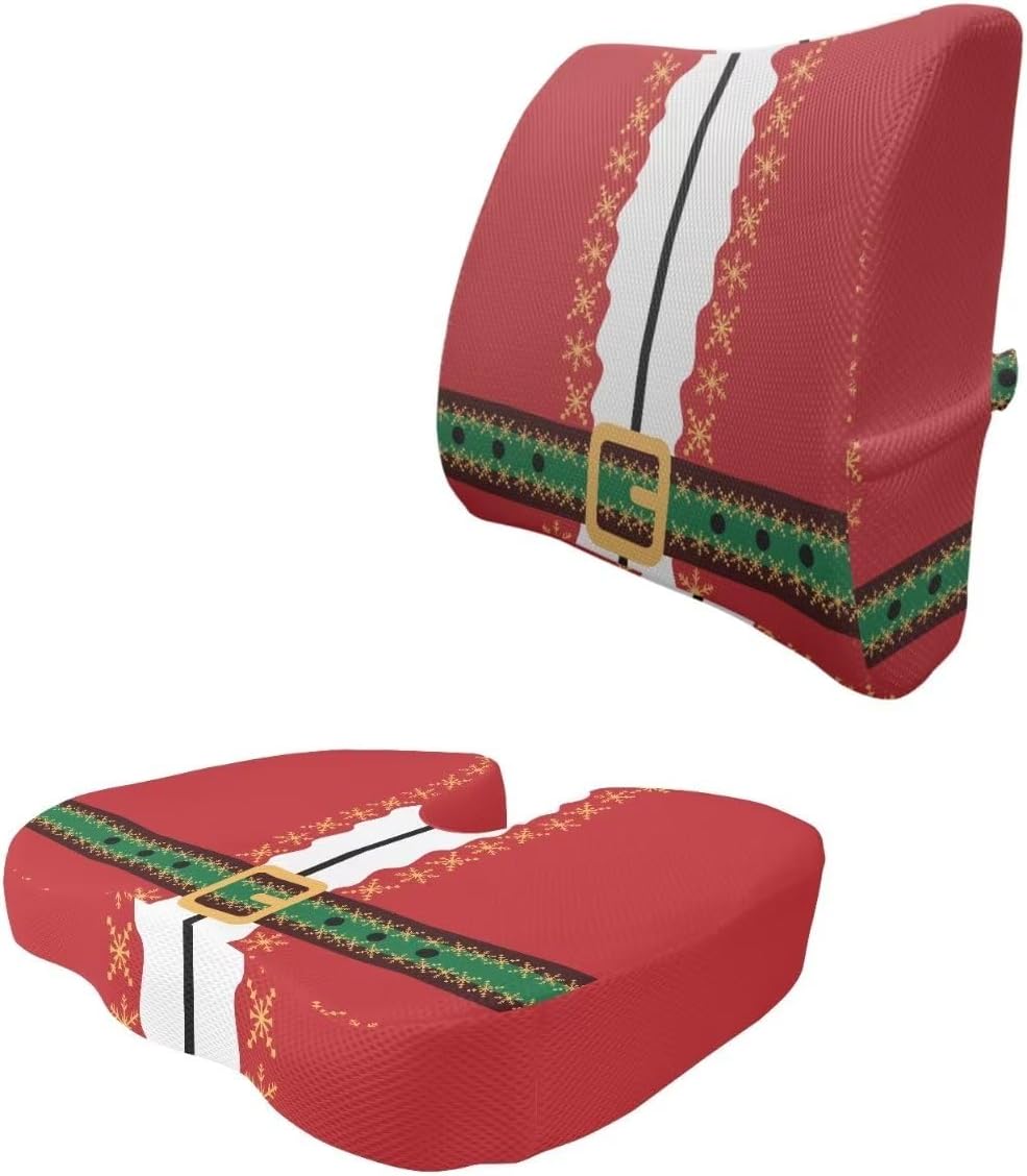 Cinturón de Navidad de espuma viscoelástica para silla de oficina, asiento de automóvil, silla de ruedas, viajes, reduce la presión del coxis y