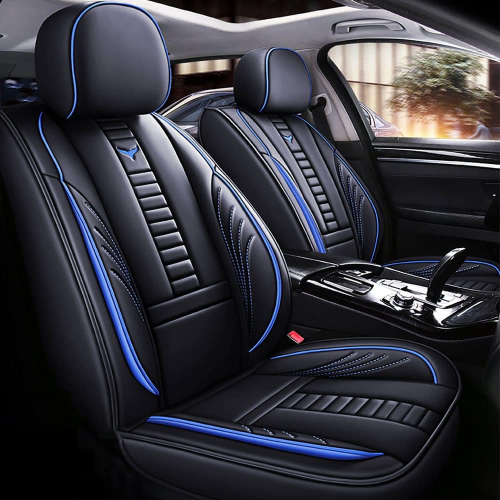 Fundas de asiento delantero para Acura TSX 2004-2014, protección de banco frontal 3D compatible con bolsa de aire lateral, línea negra y azul