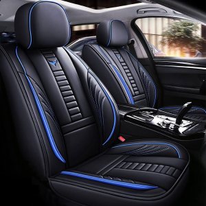 Fundas de asiento delantero para Acura TSX 2004-2014, protección de banco frontal 3D compatible con bolsa de aire lateral, línea negra y azul Fundas de asiento delantero para Acura TSX 2004-2014, protección de banco frontal 3D compatible con bolsa de aire lateral, línea negra y azul