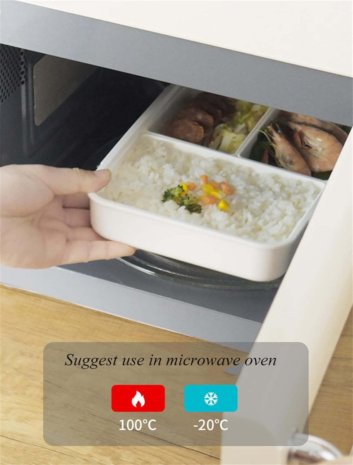 Lonchera dividida, 3 compartimentos para preparar comidas para niños y adultos, contenedores de almacenamiento de alimentos para la escuela,