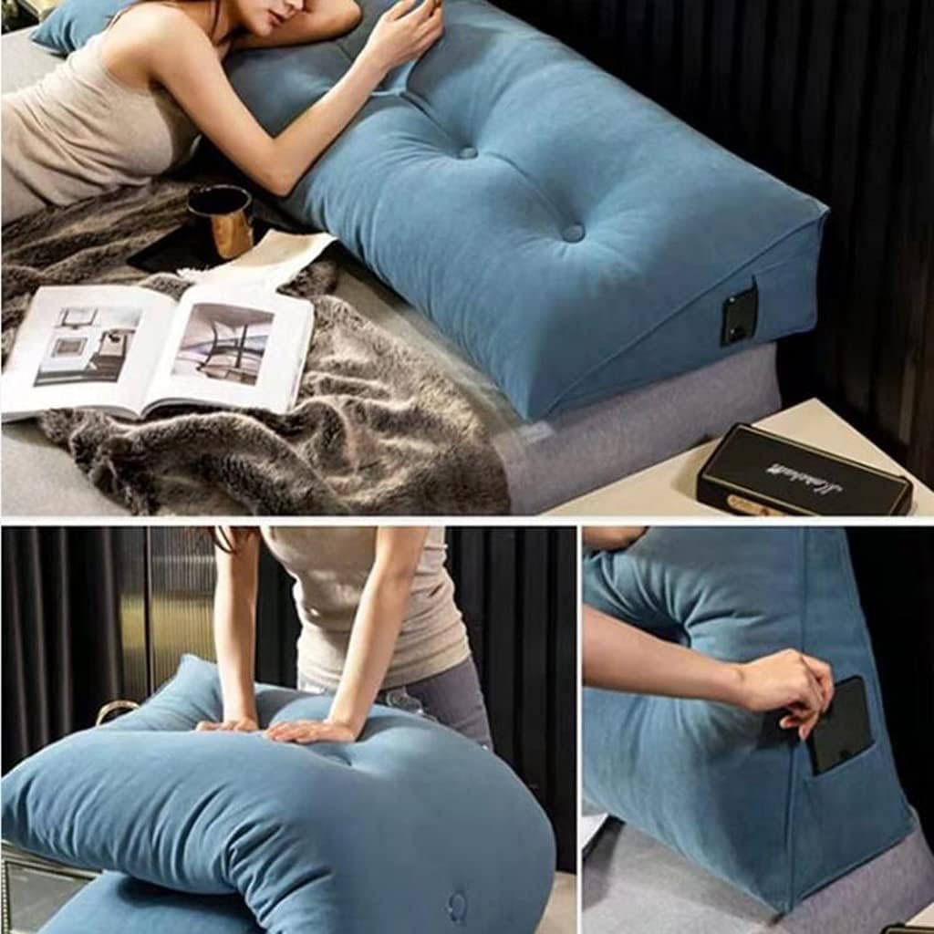Almohada triangular grande de cuña de lectura, cojín para cabecero de cama, cojín para cabecero, cojín para cama individual, matrimonial, Queen,