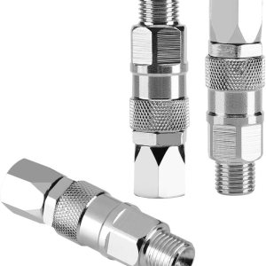 Articulación de pulverizador, 14 de pulgada y 360 grados de rotación de pintura sin aire, accesorio giratorio, acero inoxidable plateado de alta Articulación de pulverizador, 14 de pulgada y 360 grados de rotación de pintura sin aire, accesorio giratorio, acero inoxidable plateado de alta