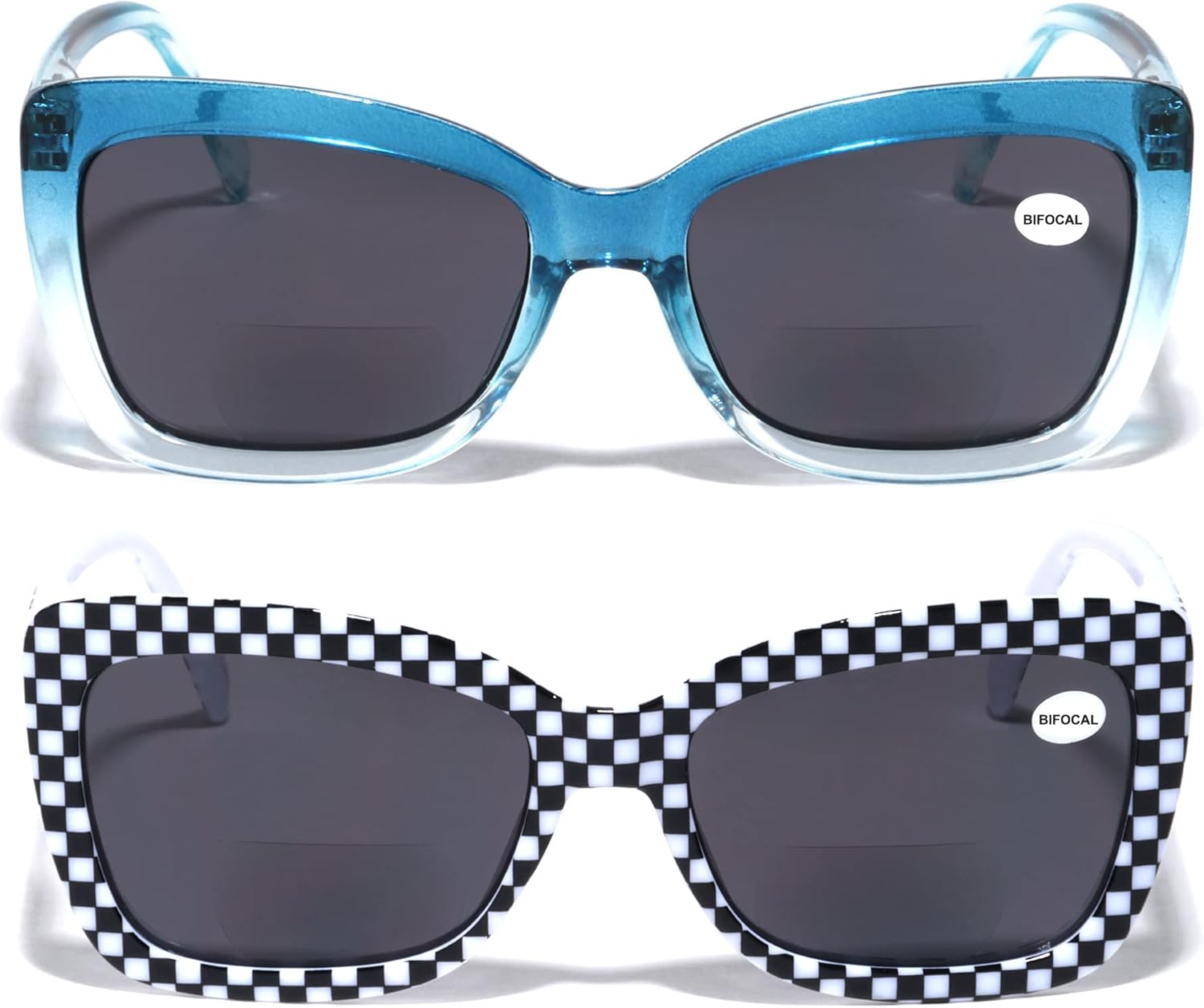 V.W.E. BIFOCAL – 2 pares de lentes grandes para mujer, lentes de sol de lectura de mariposa, divertidas gafas de gato para exteriores