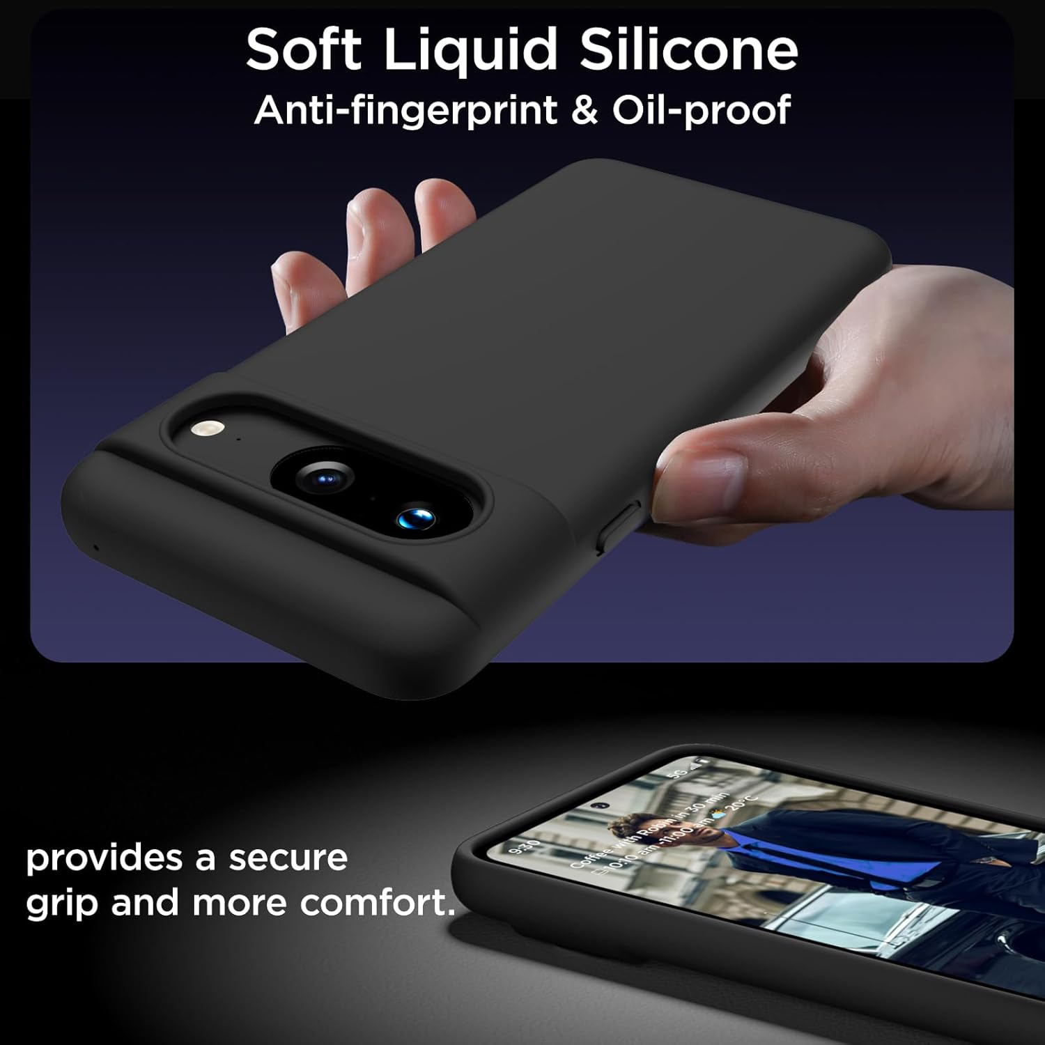 Compatible con Pixel 8, funda de silicona líquida, funda protectora de cuerpo completo a prueba de golpes, forro de microfibra suave, funda delgada