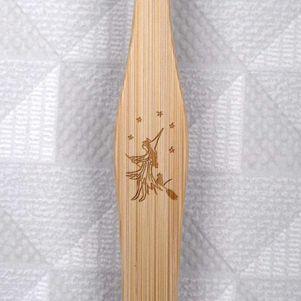 ‘Witch with her cat on a Broom Stick ‘ Bamboo Toothbrush (TF00018864)