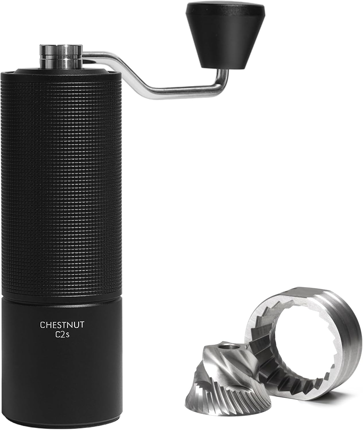 TIMEMORE Molinillo de café manual de acero inoxidable, molinillo de mano cónico para rebabas, castaño, C2S, capacidad de ajuste ajustable interna,