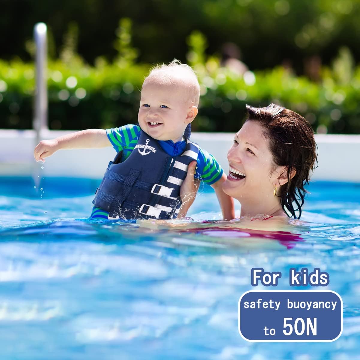 Boglia Chaleco de natación para niños pequeños con correa de seguridad ajustable para aprender a nadar, niños de 1 a 9 años, 24 a 75 libras