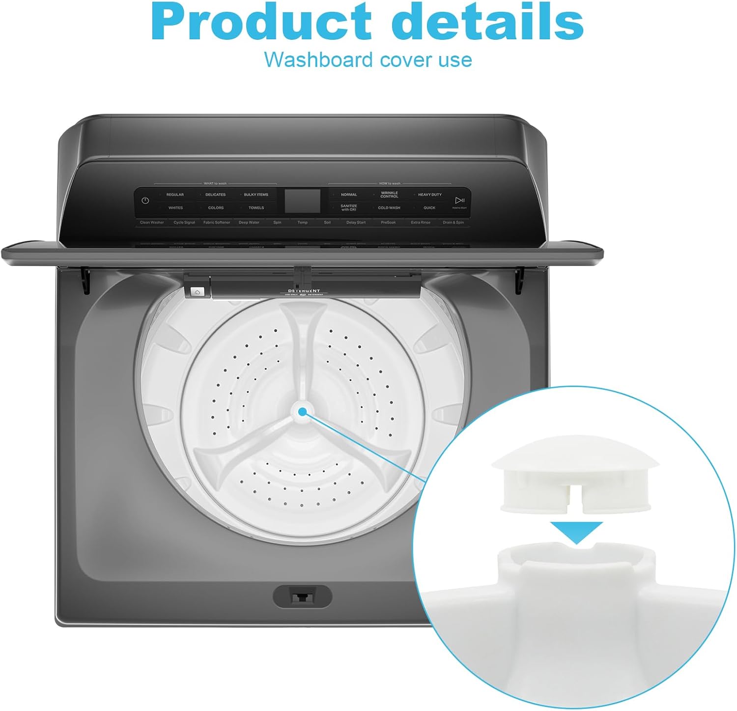 W10752283 Lavabo con tapa central de repuesto para piezas de agitador de lavadora Whirlpool Reemplazar WTW7000DW WTW5000DW1 WTW5000DW2 WTW8500DC