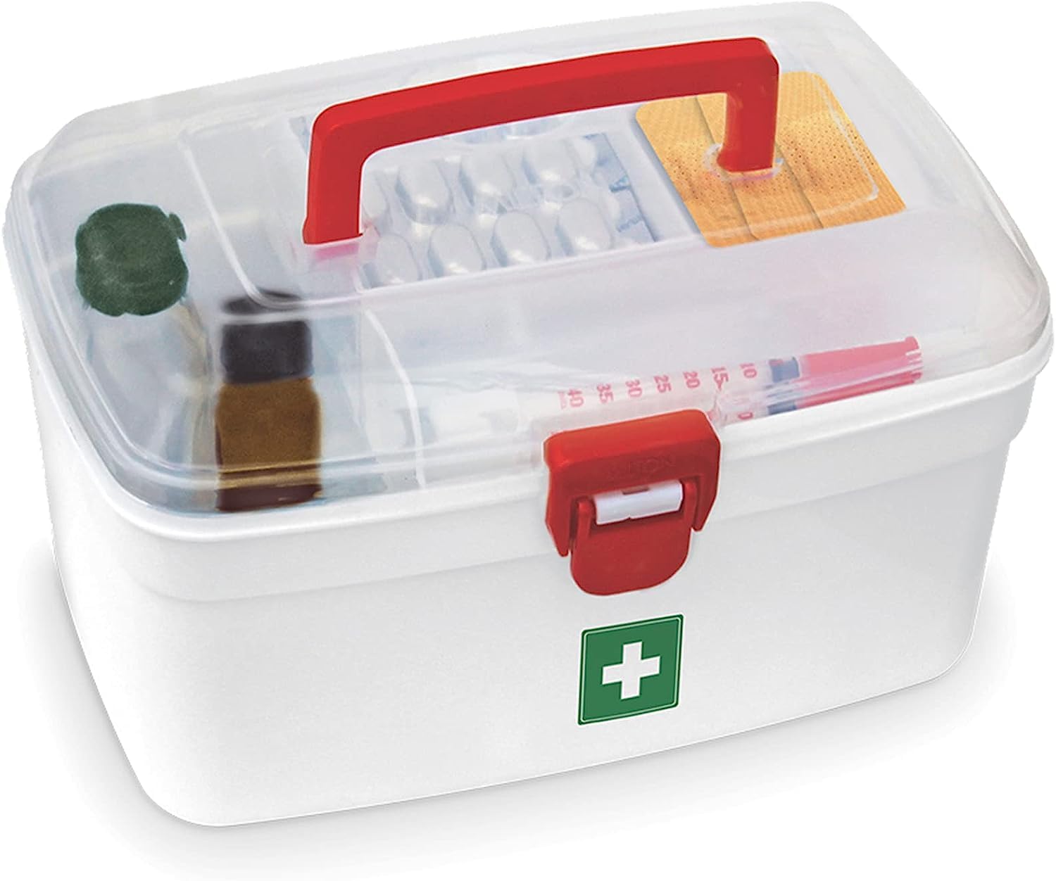 Milton Caja médica, caja de almacenamiento vacía de primeros auxilios  Organizador  Kit de emergencia familiar  Bandeja desmontable  Fácil acceso