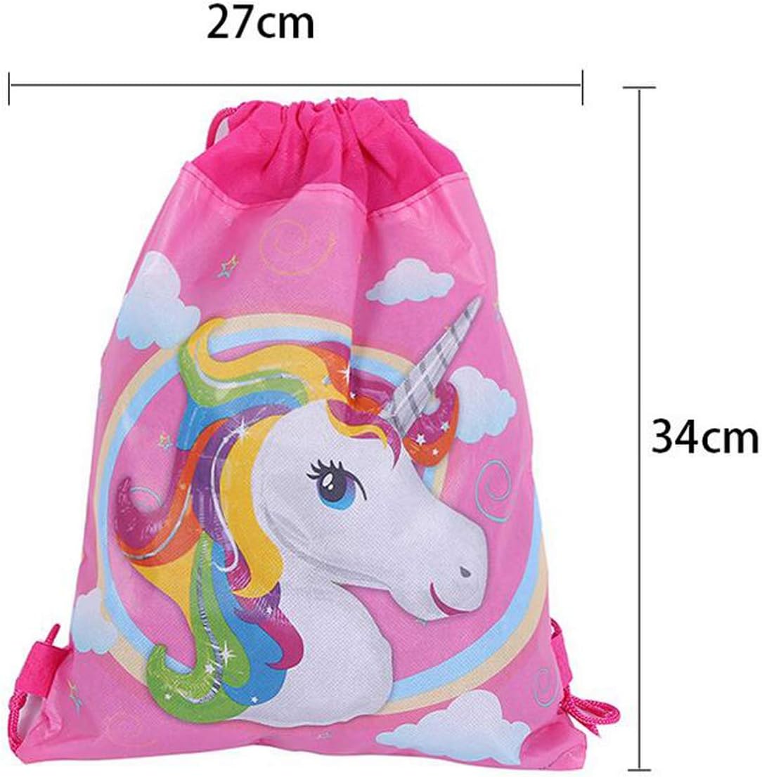 Bolsa de recuerdo de fiesta de unicornio, paquete de 8 mochilas con cordón de unicornio como bolsas de regalo de fiesta, bolsas de dulces para