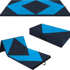 Goplus Colchoneta de gimnasia plegable, 8 x 4 x 2 pulgadas, con cierres de velcro, piel sintética, asas de transporte para el hogar, gimnasio, Goplus Colchoneta de gimnasia plegable, 8 x 4 x 2 pulgadas, con cierres de velcro, piel sintética, asas de transporte para el hogar, gimnasio,