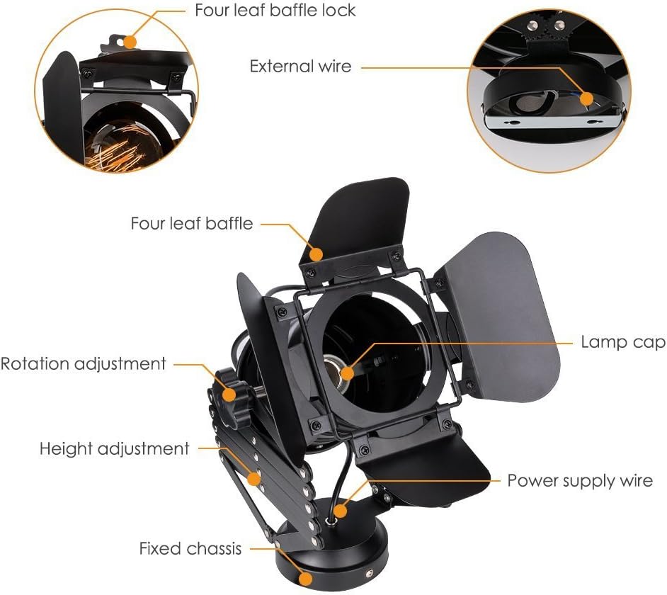 Hobaca Loft Telescópico Industrial Hierro Foco Vintage Luces de Techo LED Tienda Luz de Pista Nórdica Lámpara Colgante Luces de Pared Foco para Bar