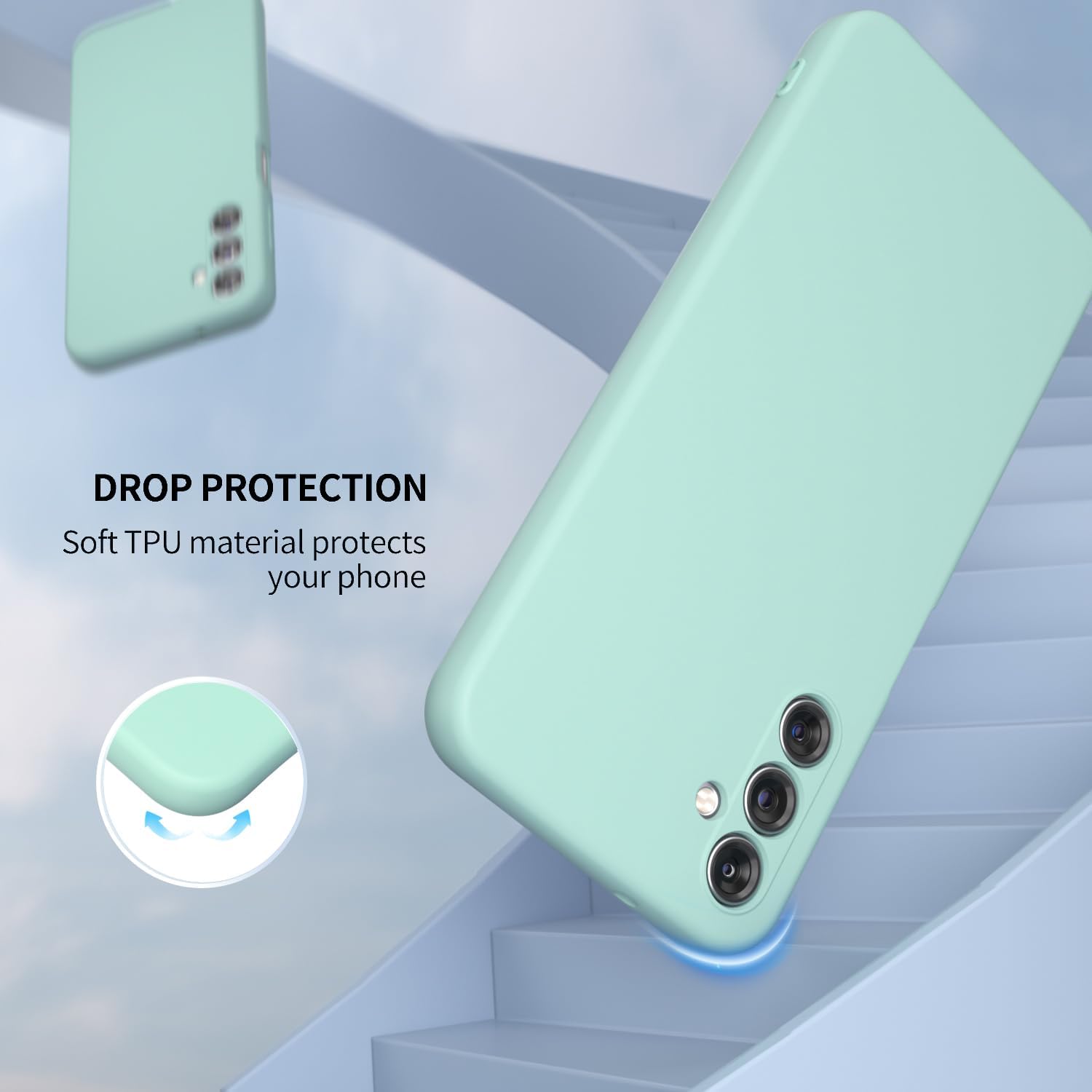 Boaixiaen Funda para Samsung Galaxy A14 5G, silicona líquida, delgada, suave TPU, protección de cuerpo completo, a prueba de golpes, para Galaxy A14
