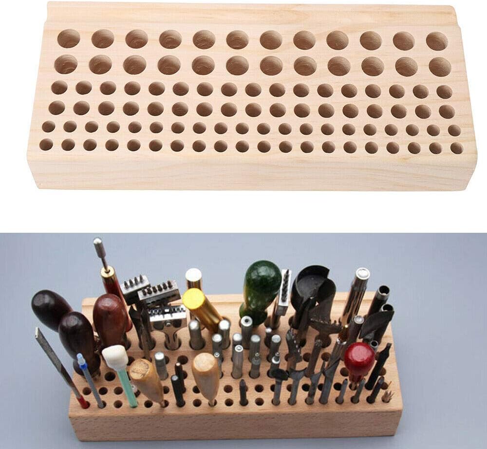 Fetcoi 98 Estilos Cuero Artesanal Soporte de Herramientas de Cuero Organizador de Herramientas de Cuero de Madera Profesional Caja de Almacenamiento