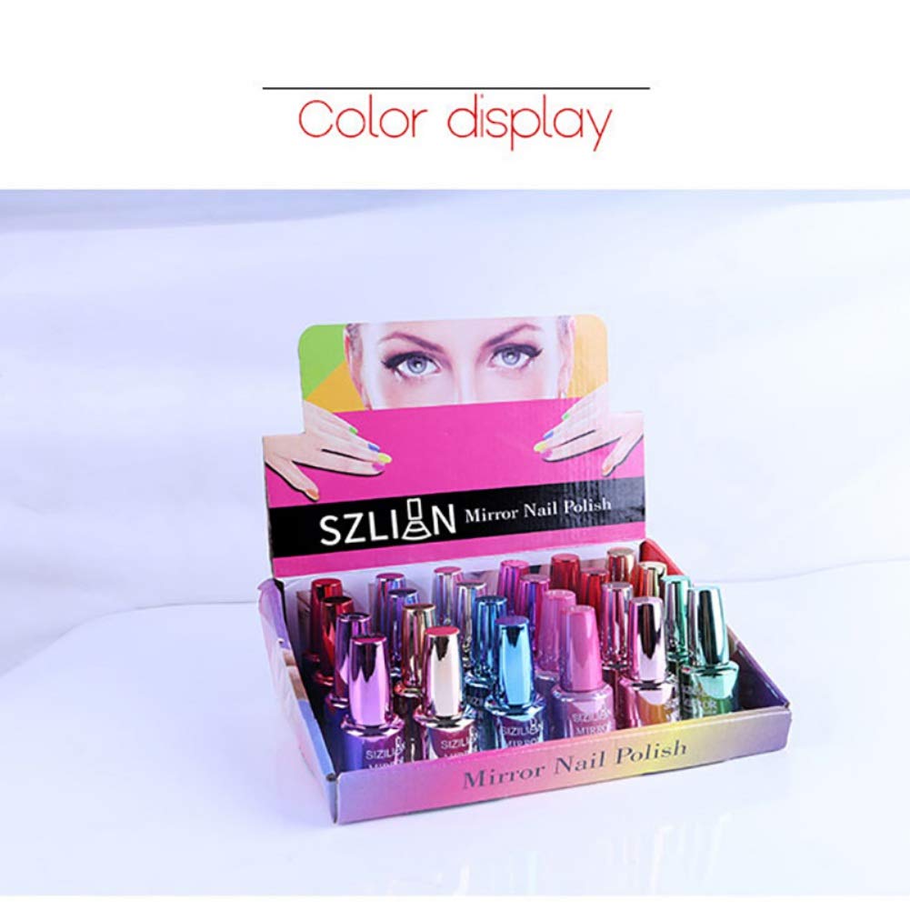 Ochine Esmalte de uñas de gel de espejo, 0.6 fl oz, no irritante, de secado rápido, esmalte de uñas de color metálico