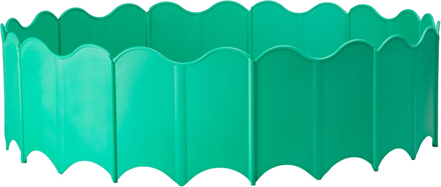 JULMAI Borde de jardín, 20 bordes entrelazados de 6 x 6 pulgadas, borde de plástico para valla de jardín, flexible sin excavación para paisajismo,
