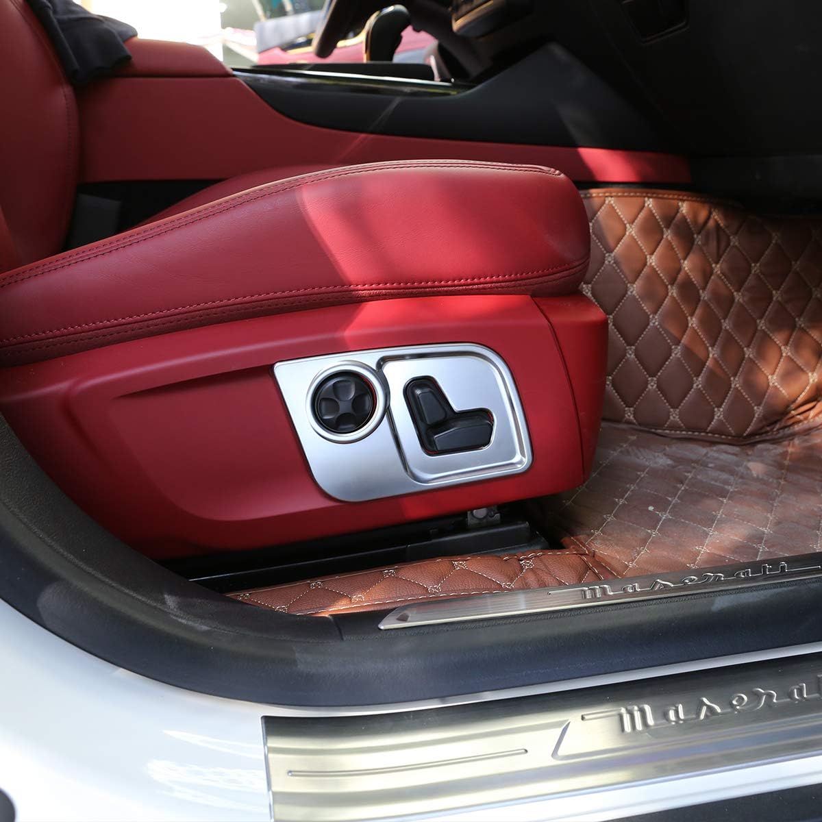 YIWANG 2 unids ABS cromo coche estilo asiento lado decorar marco cubierta ajuste etiqueta para Maserati Levante para Ghibli para Quattroporte