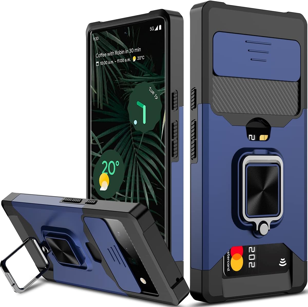 Nvollnoe Funda para Google Pixel 6 Pro con cubierta deslizante para cámara protectora resistente Pixel 6 Pro con tarjetero Funda magnética con