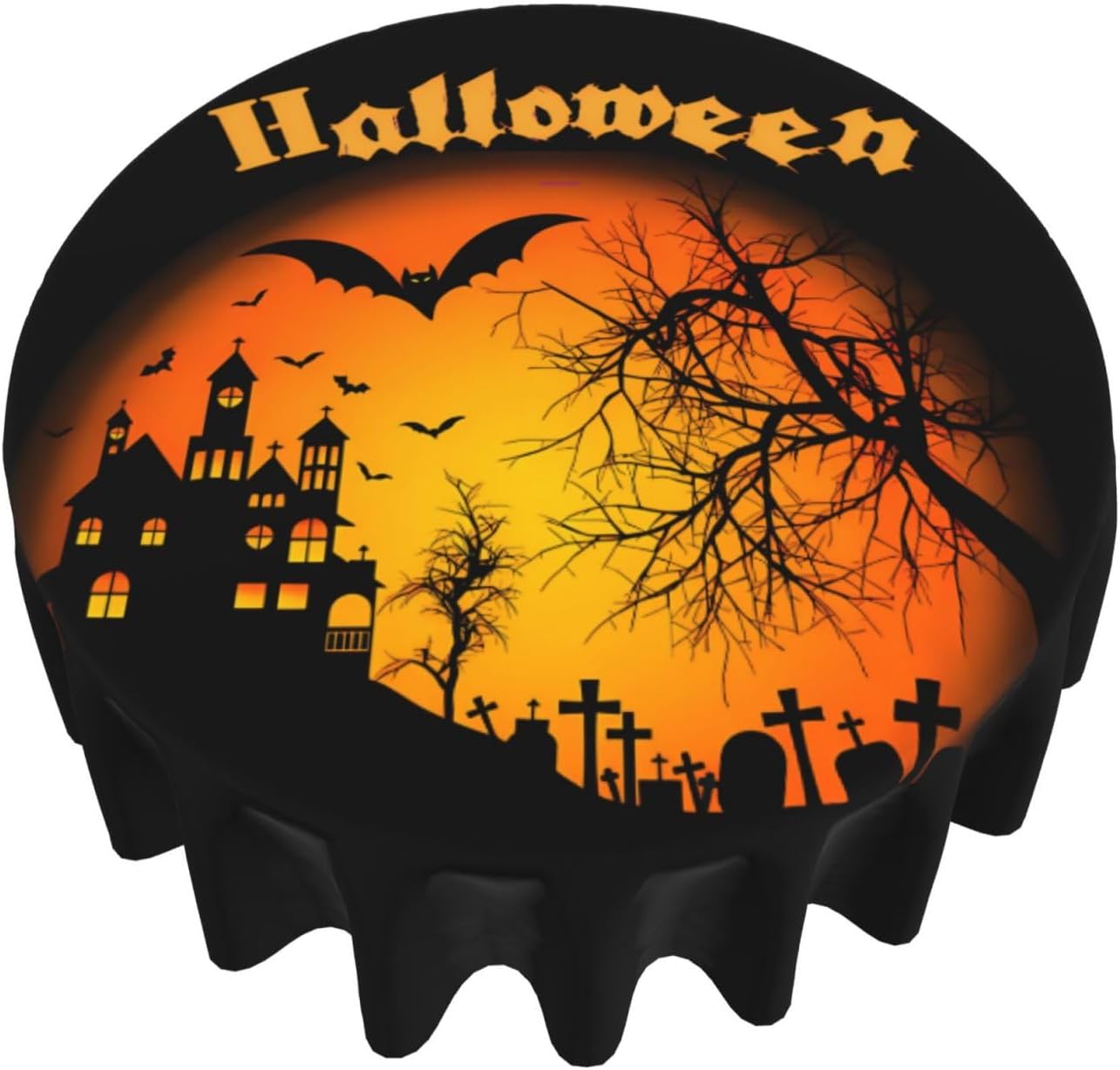 Divertido mantel de Halloween, divertido mantel redondo lavable y reutilizable de 60 pulgadas para decoración de mesa de comedor de fiesta en el