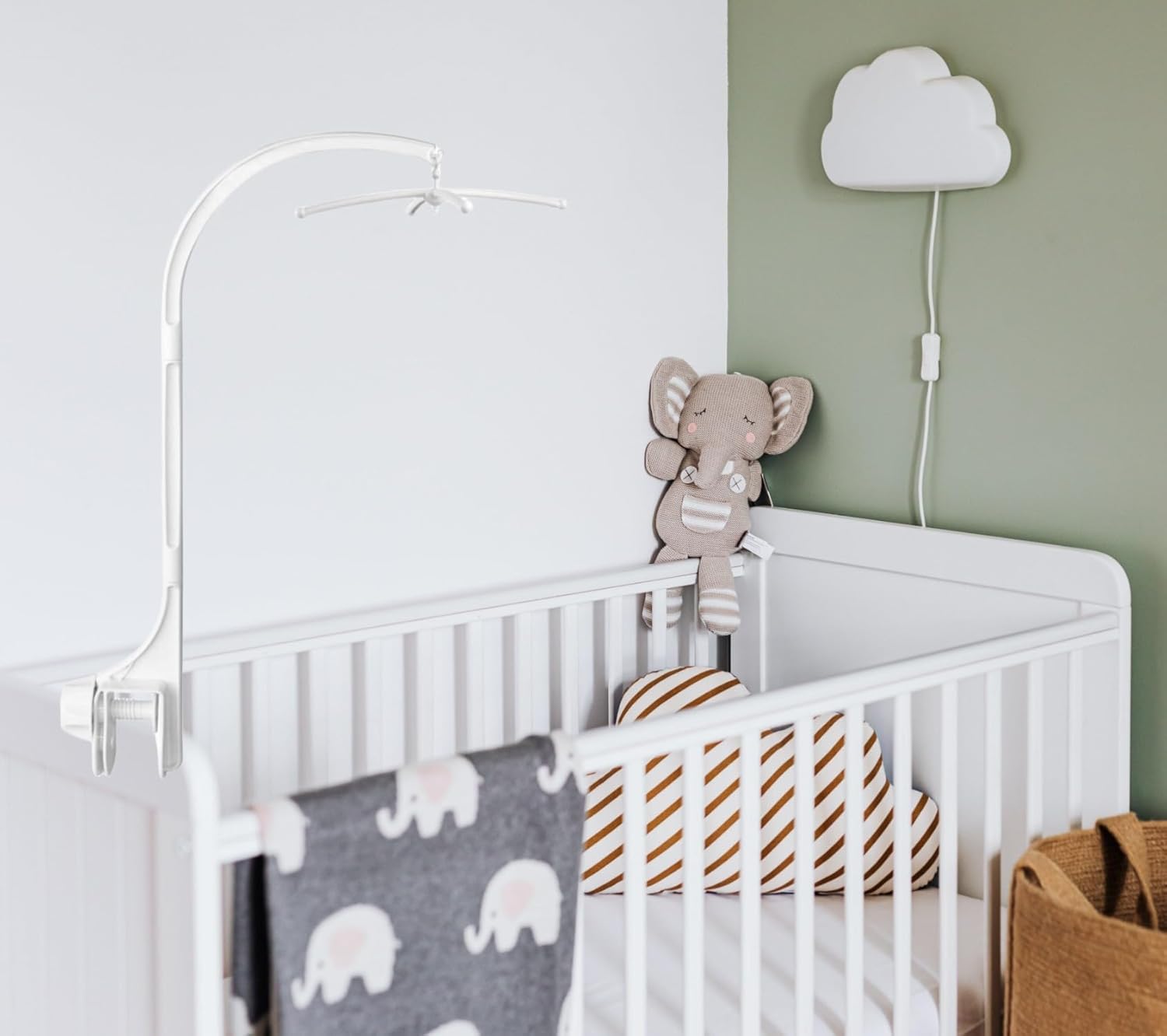 DIY 25 pulgadas cuna móvil campana titular cama infantil decoración juguetes caja de música giratoria tuerca tornillo brazo soporte
