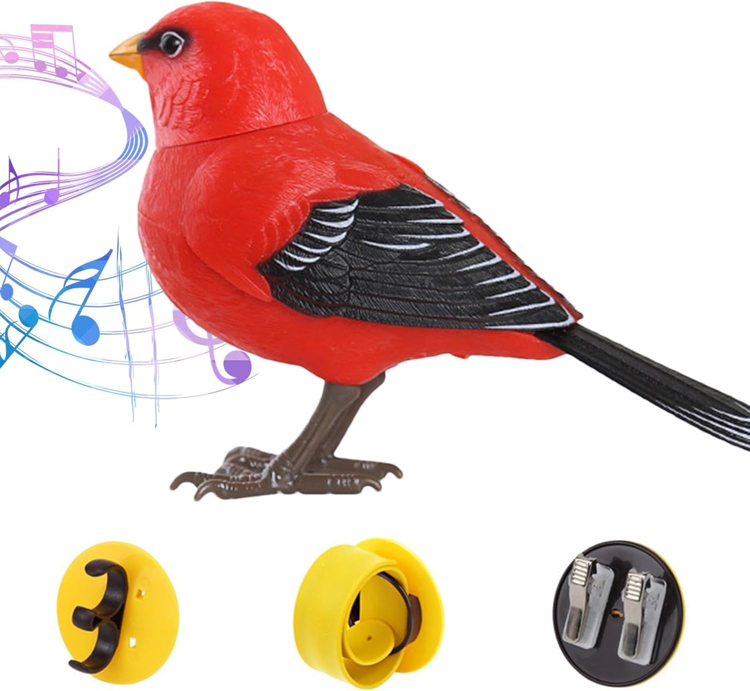 Juguete eléctrico de pájaro que canta y canto y canta, lindo juguete interactivo y decoración, movimiento y sonido activado, funciona con pilas,