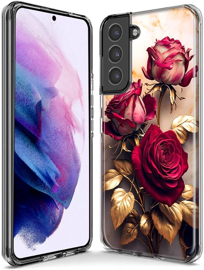 MUNDAZE – for Samsung Galaxy Note 20 Ultra Romantic Elegant Gold Marble Red Roses Case Slim Hybrid Shockproof Hard Shell Soft TPU Heavy Duty