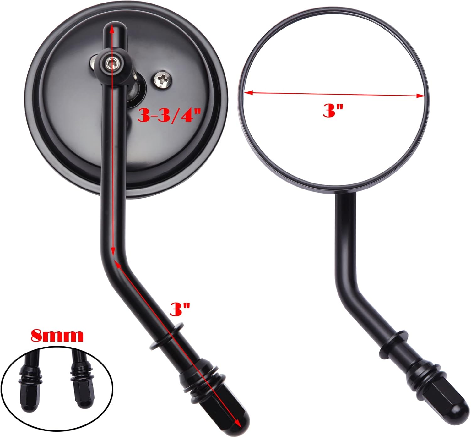 Mini espejos laterales redondos negros para motocicleta, compatibles con Sportster Dyna Softail Road King Street Electra Glide Road Glide 1982-2018