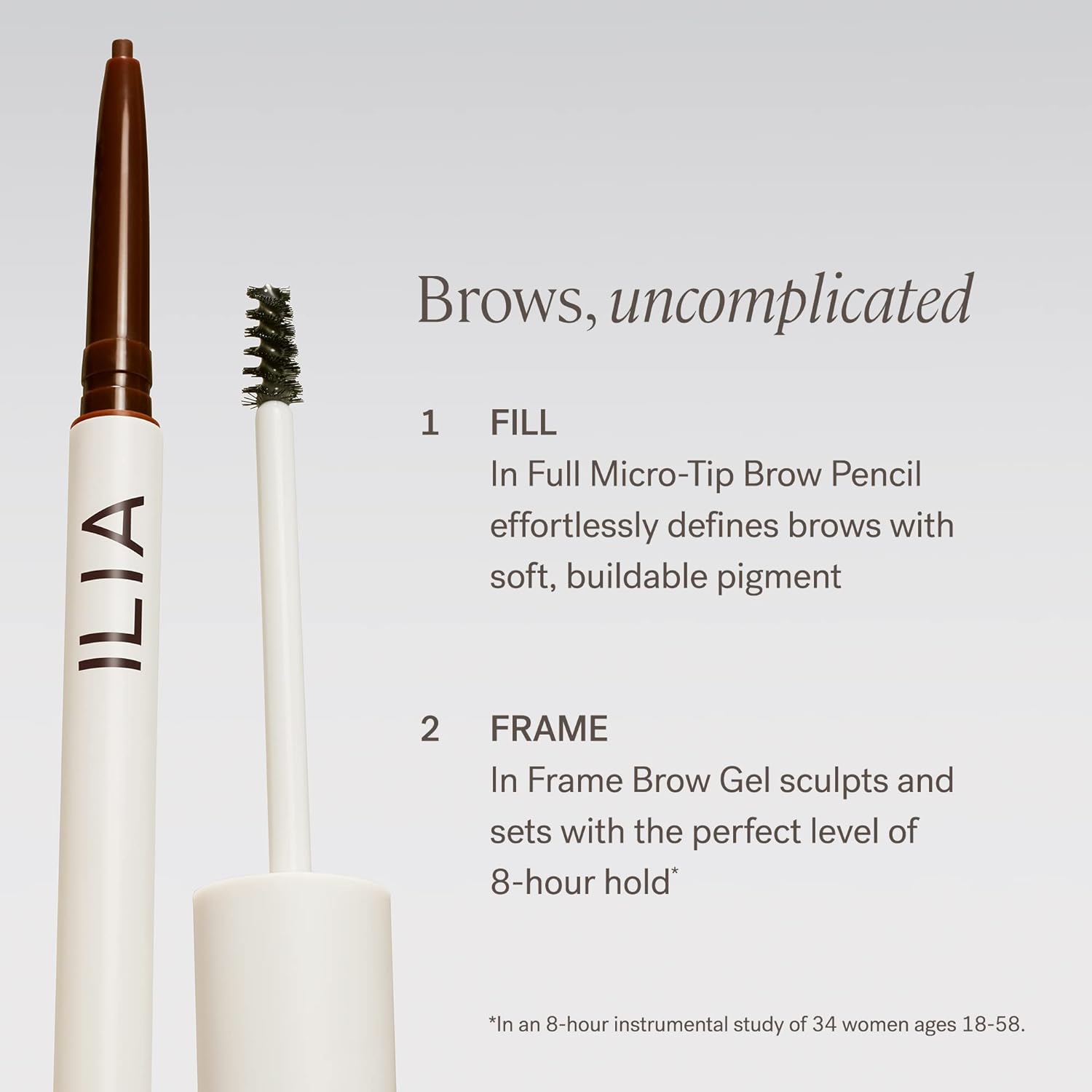 ILIA – Lápiz completo de cejas de micro punta  No tóxico, vegano, libre de crueldad, maquillaje limpio (marrón oscuro)