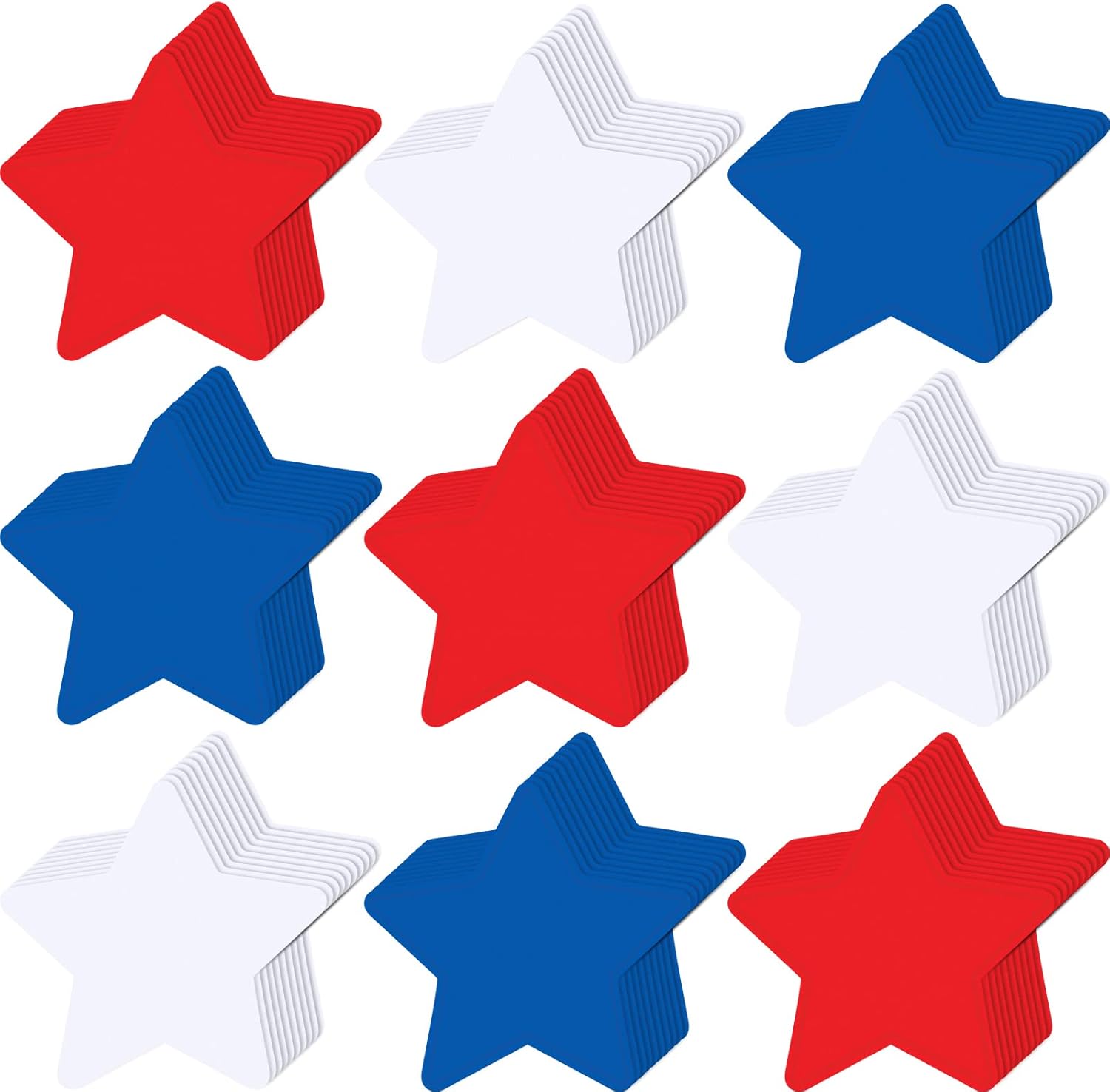108 recortes de estrellas patrióticas del 4 de julio, recortes de estrella de papel del Día de la Independencia para el Día de los Caídos, tablón de