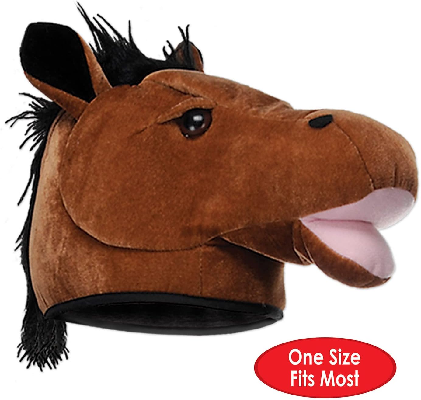 Beistle Sombrero unisex de felpa con cabeza de caballo, accesorio para disfraz del oeste, suministros de fiesta temática de granja, diadema de