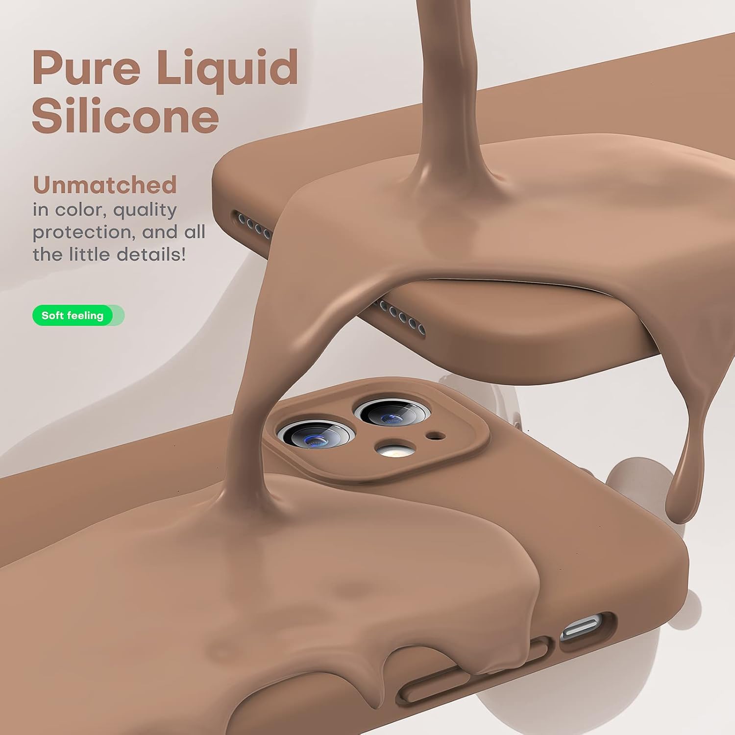 HATOSHI Funda para iPhone 11, protección completa mejorada de lente de cámara, silicona líquida ultra delgada, a prueba de golpes, antideslizante,
