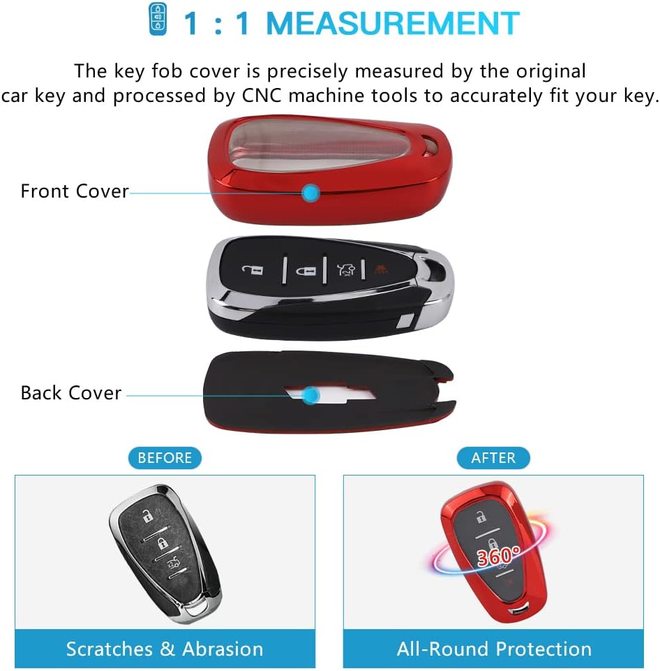 1797 Funda roja para llavero para Chevy Chevrolet Malibu Cruze Equinox Camaro Blazer Traverse Sonic Spark Trailblazer Bolt Trax Car Key Chain Case
