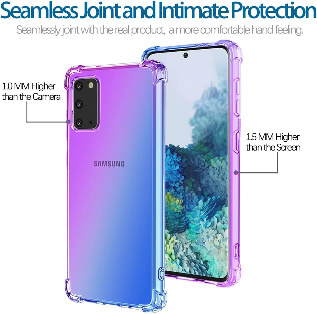 KOARWVC Funda para Galaxy S20 5G, Samsung S20 SM-G981U, funda transparente degradado, delgada, antiarañazos, TPU, a prueba de golpes, funda