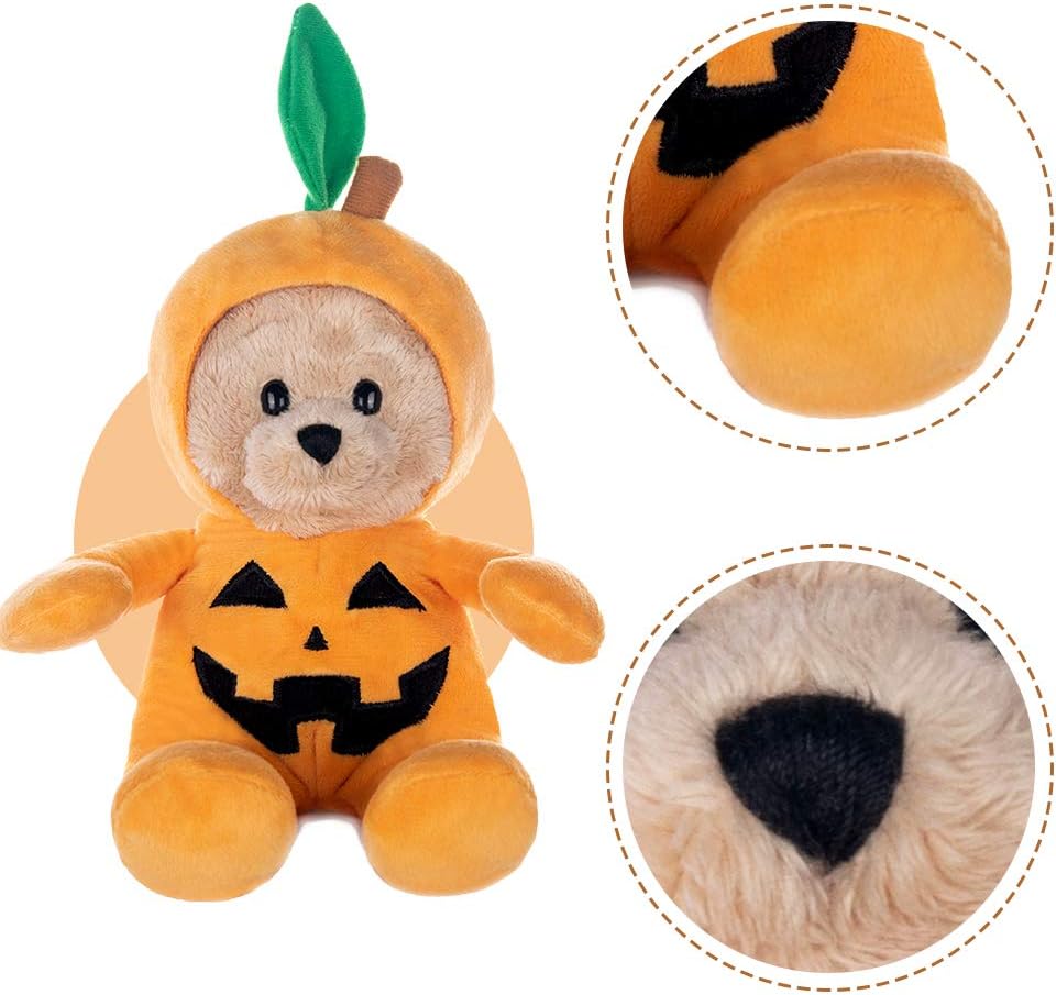My OLi Juguete de peluche de mago de calabaza de 9 pulgadas, oso de peluche, peluche de calabaza con sombreros abatibles, adornos para niños