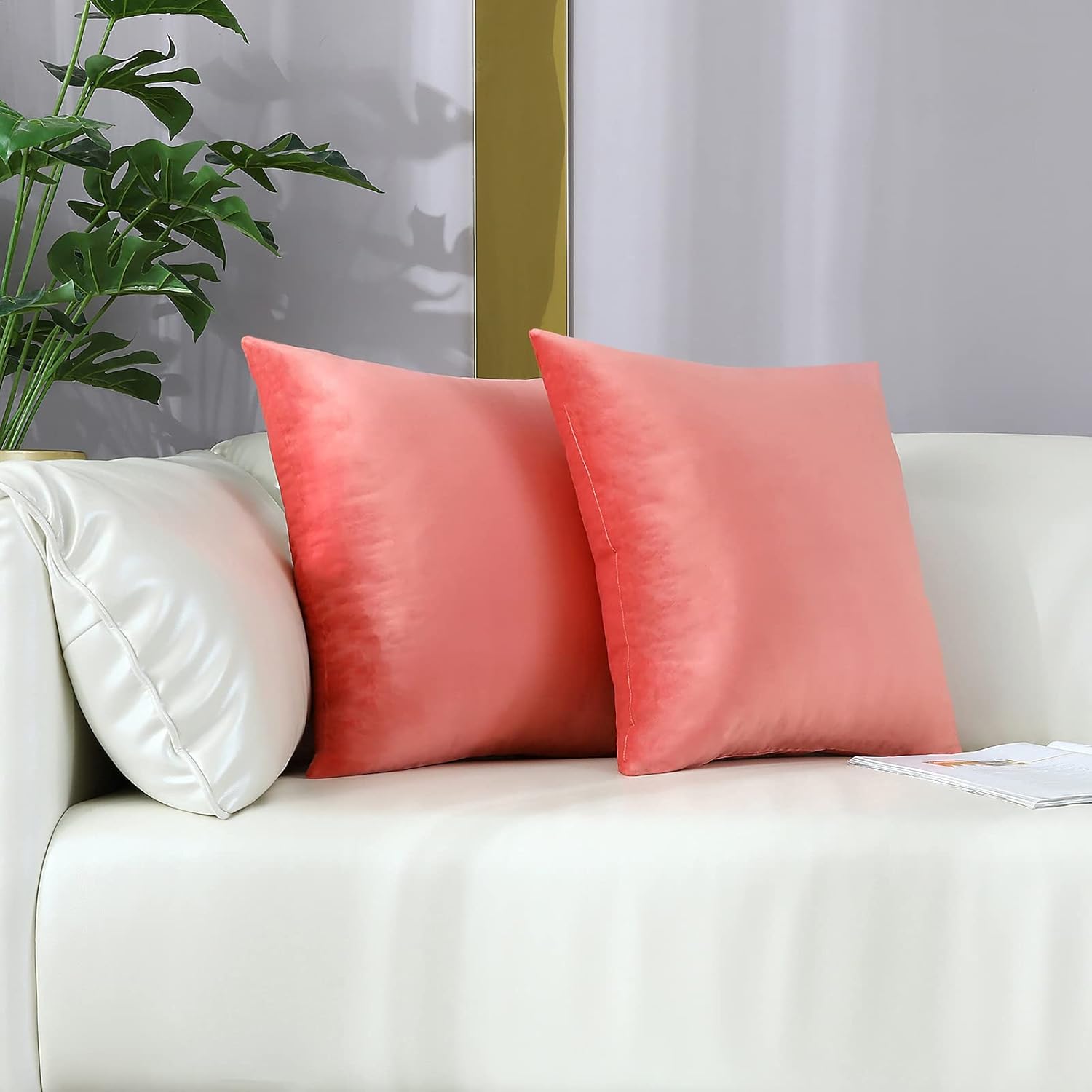 mixeoo Comfy – Juego de 2 fundas de almohada cuadradas de terciopelo sólido súper suaves, decoración del hogar para sofá y sofá, juego de 2, 18 x 18