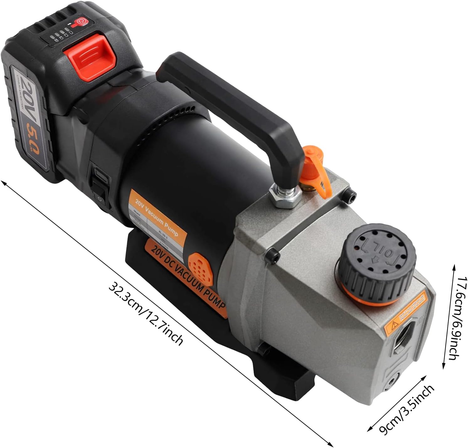 Bomba de vacío de una sola etapa, 2.5CFM 20V batería de litio DC inversor para aire acondicionado refrigerante