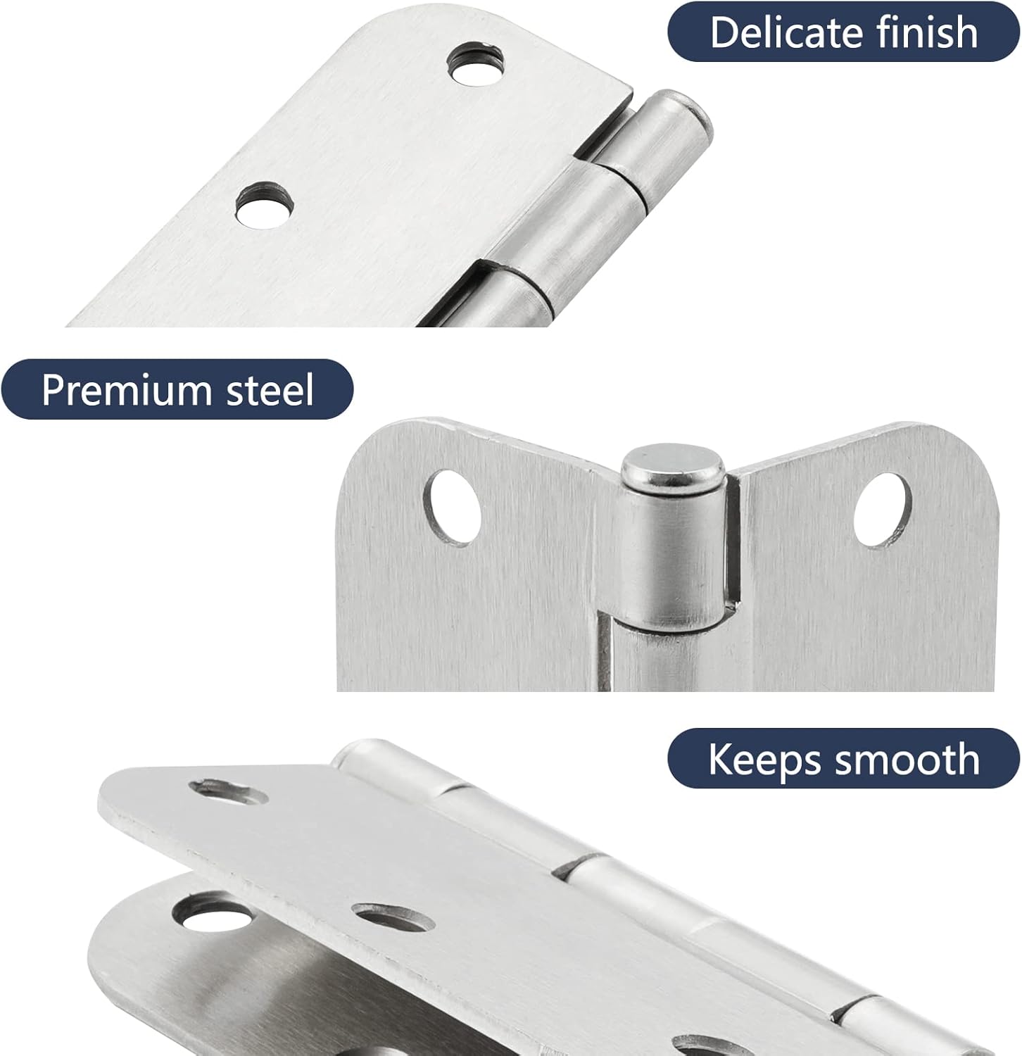 HOME MASTER HARDWARE Bisagras de puerta de 3.5 pulgadas x 3.5 pulgadas, bisagras de puerta para interior residencial para dormitorio, con esquina de